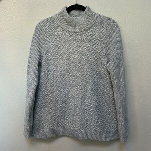 Talbots Wool Blend Gray Mock Neck Honey Comb Sweater, women’s size medium